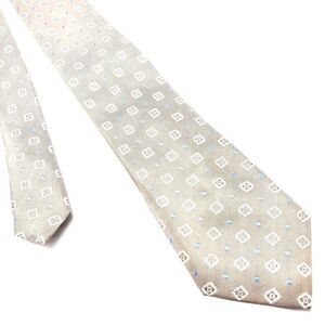 Tasso Ella Beige Silk Tie Woven Geometric